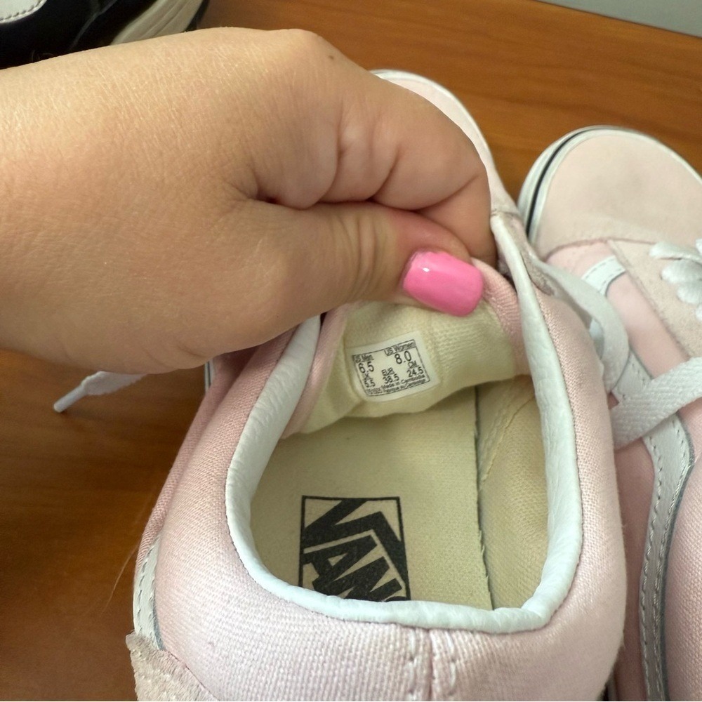Vans Old Skool Low Top Blush Light Pink White Suede Sneaker Lace Up Skater W8 - Picture 8 of 9